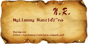 Nyilassy Ruszlána névjegykártya
